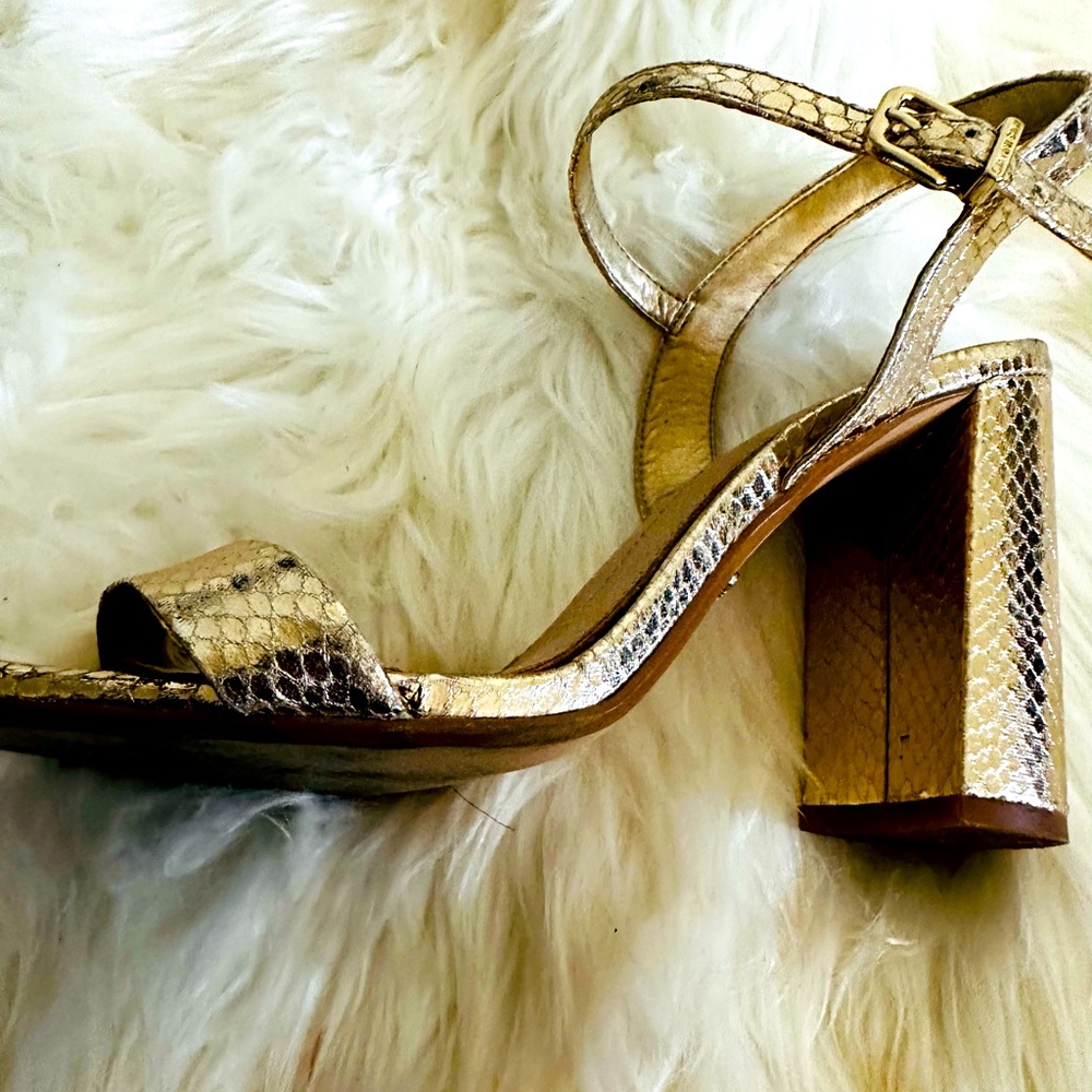Snake Print Gold Heels